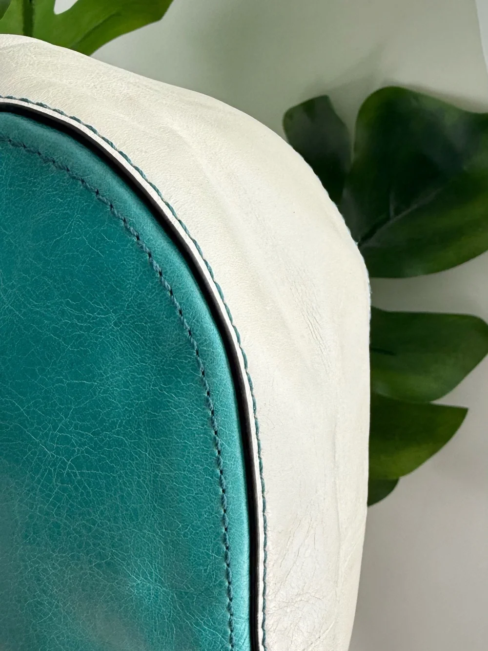 Coach Teal Leather Satchel with Tassel and Gold Hardware